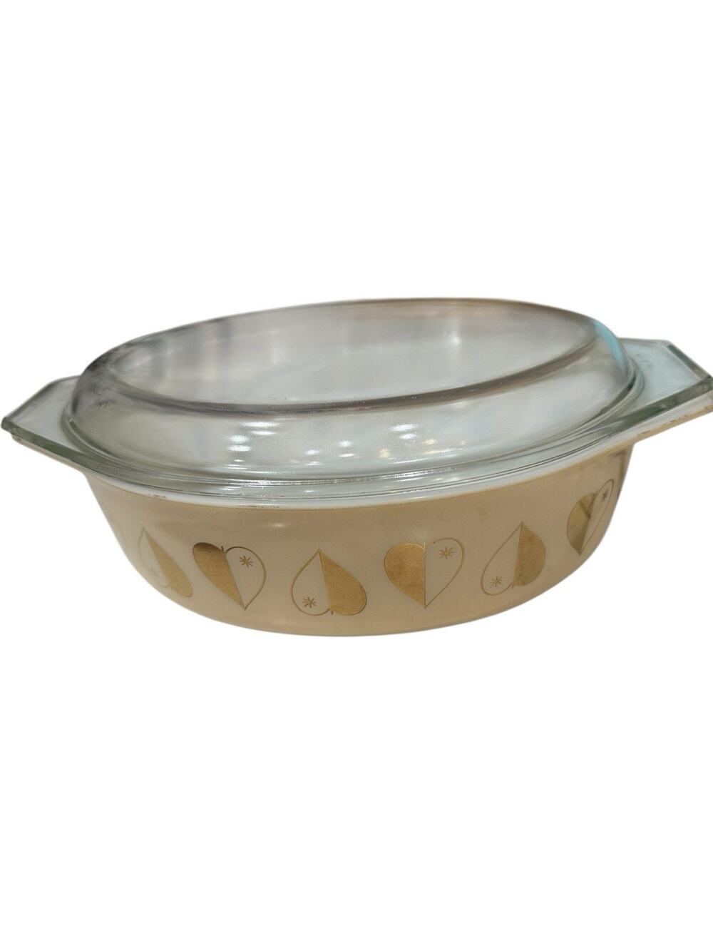 Pyrex Golden Hearts 2 1/2 Quart Casserole Yellow with Matching Lid